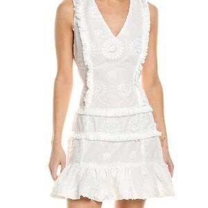 Walter Baker White Embroidered Sleeveless Felina Embroidered Sunflower Dress 6